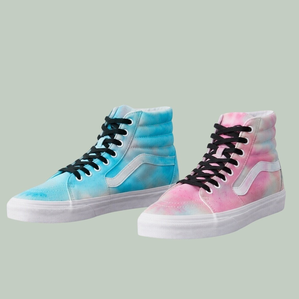 Vans Sk8-Hi Pastel Tie Dye Blue Pink Mismatch High Top Shoes Men's Size 12